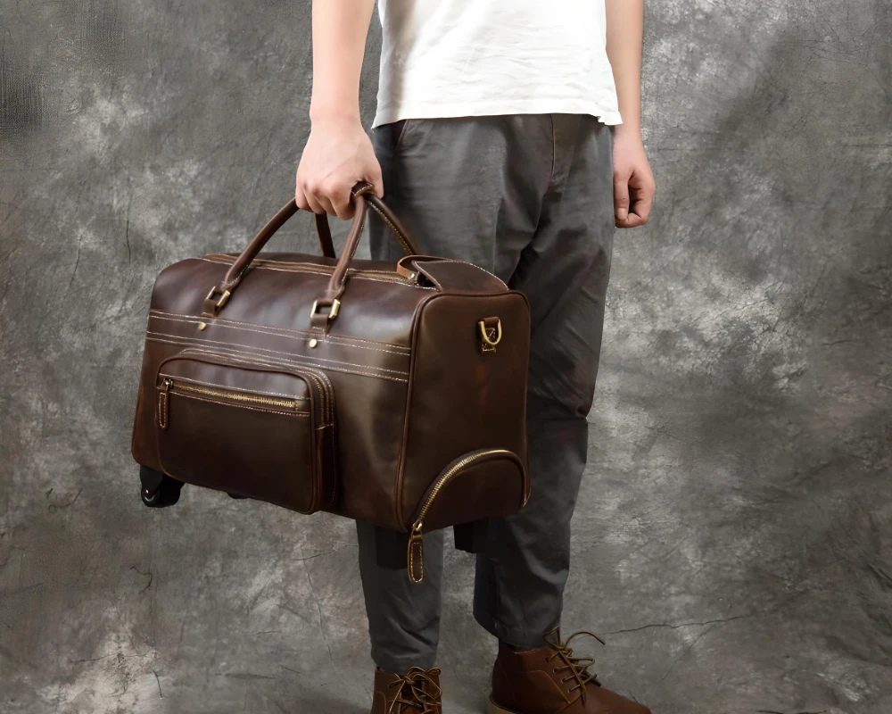 leather luggage carry on